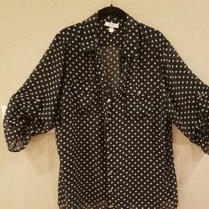 Black & White Polka Dot 3/4 sleeve blouse
